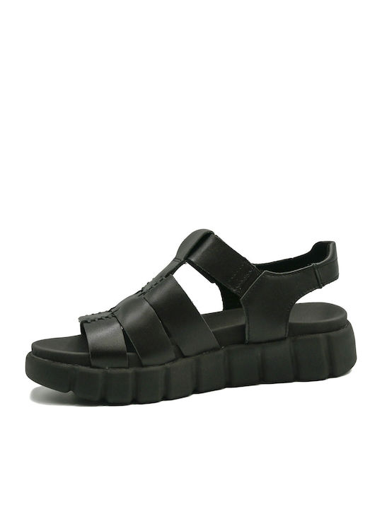 Leather Women's Anatomic Flatforms Black Sandals