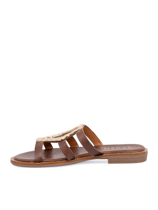 Damen Anatomisch Flache Sandalen Farbe Tabac Braun
