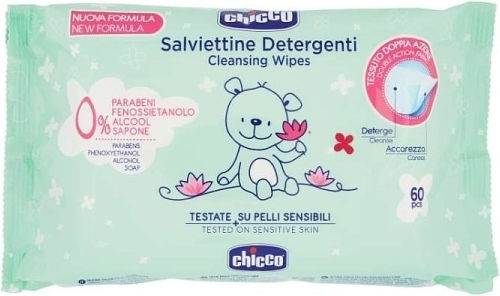 Chicco Hypoallergene Baby-Feuchttücher Duftfrei ohne Alkohol & Parabene 60 Stück