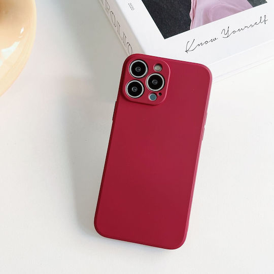 Husă Flippy din Silicon Lichid Apple iPhone 14 Pro Max Interior din Microfibră Protecție la Șocuri Roșu Bordeaux