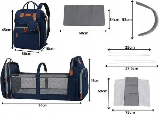Aria Trade Wickeltasche Rucksack Blau 40x30x20cm