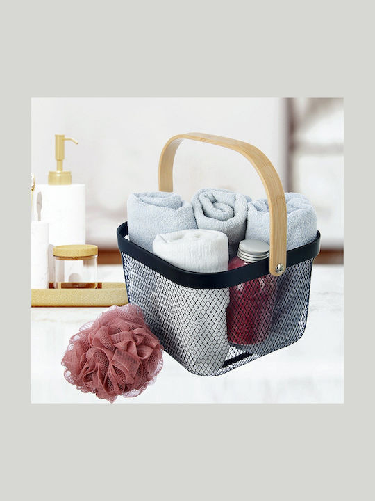 Orion Bamboo Black Storage Basket 27x24.5x17.5cm