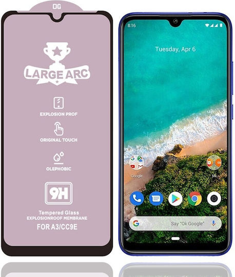 Compatible With Xiaomi Mi A3 Mobile Screen Protector Black 9h Hd Large Arc High Alumina Full Screen Tempered Glass Film Black