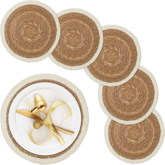 Relaxdays Σουπλά Στρογγυλό Μπεζ 36cm 6τμχ Relaxdays Σουπλά Στρογγυλό Μπεζ 36cm 6τμχ