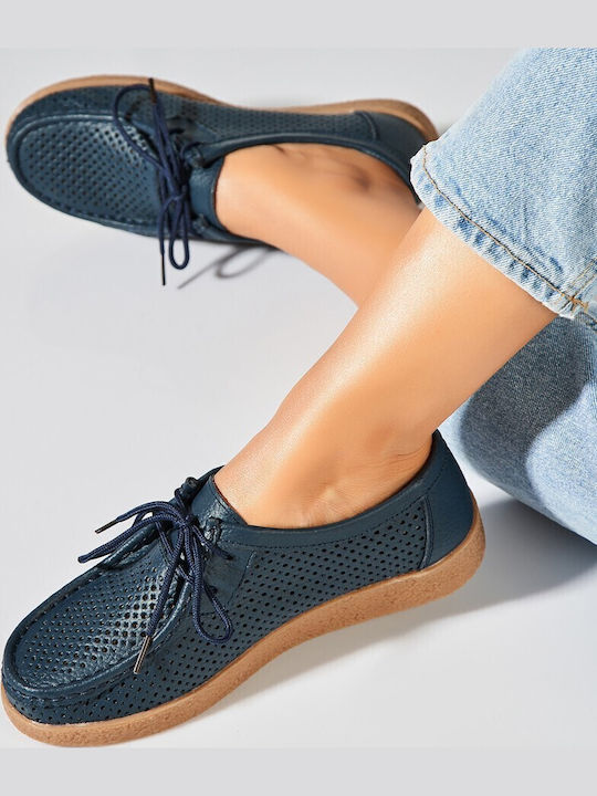 Leder Damen Oxfords in Marineblau Farbe