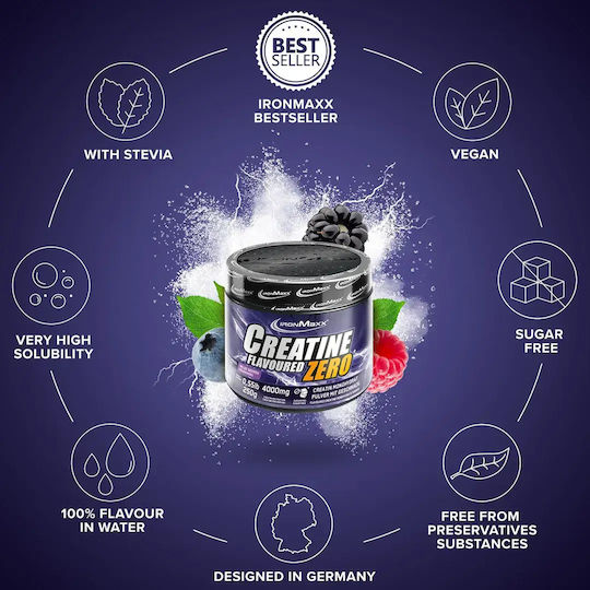 IronMaxx Креатин Flavoured Zero Монохидратна Креатин 4500мг с Вкус Wild Berries 250гр