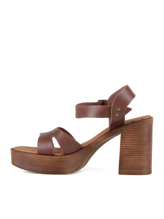 Sandale Elegante Damă Din Piele Maro