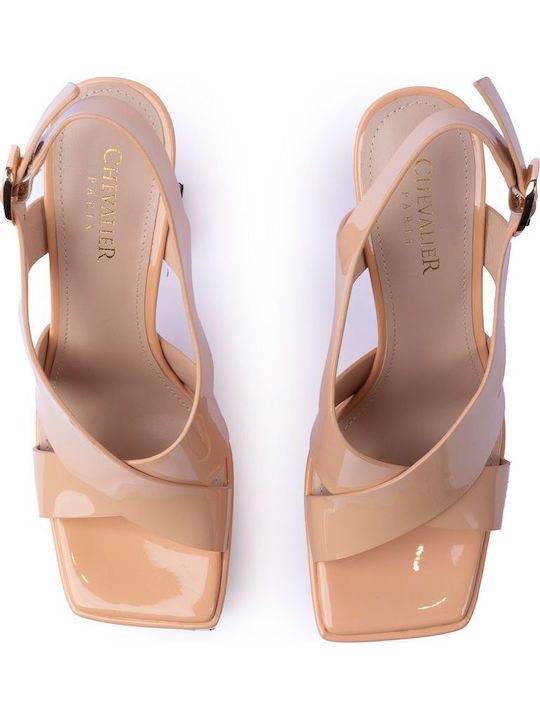 Patent Leather Pink Sandals LT 236-W8 Nude