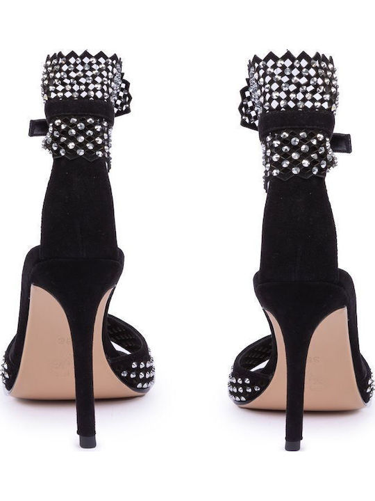 Suede Black Sandals