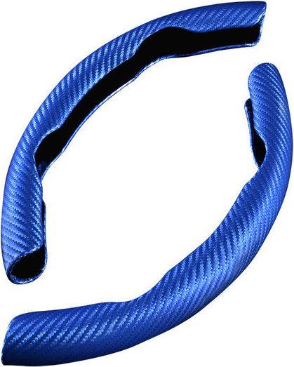 Set 2 Steering Wheel Ornaments Blue Carbon Finish Universal Size