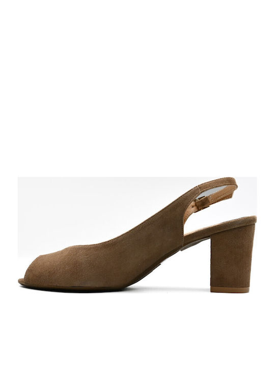 Suede Pumps Mit Mittelhohem Beigem Absatz