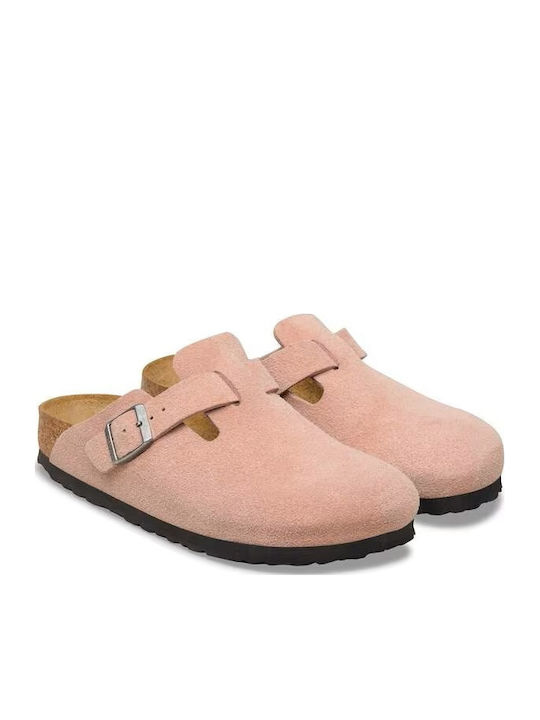 Boston Leder Damen Hausschuhe Rosa Regelmäßige Passform
