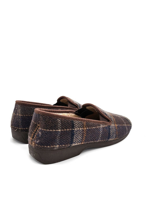 Heel Enclosed Winter Men's Brown Slippers