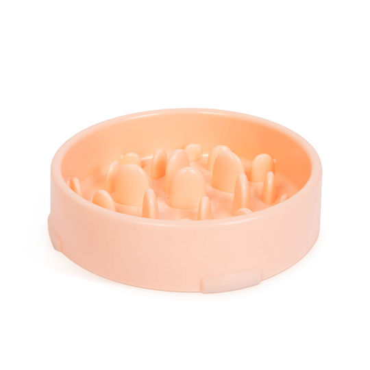 Bol de Mâncare din Plastic cu Hrănire Lentă pentru Câine și Pisică 20cm în Culoare Roz