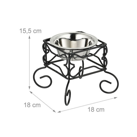 Relaxdays Bol de Mâncare pentru Câine cu Suport 300ml 18cm în Culoare Neagră