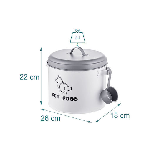 Relaxdays Recipient de Stocare a Alimentelor 5l 26cm în Culoare Albă
