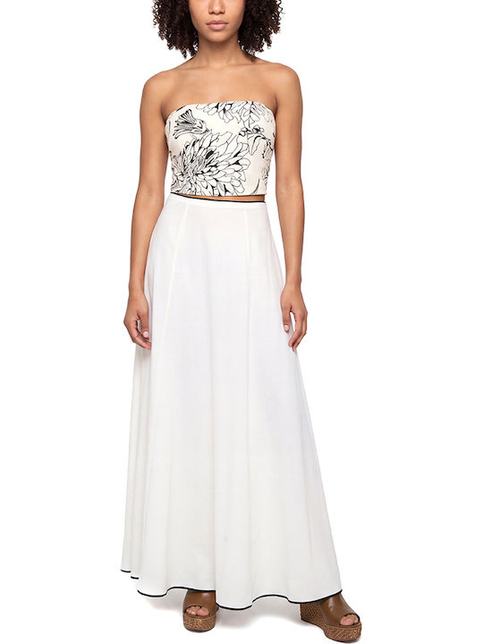 Linen Maxi Skirt White