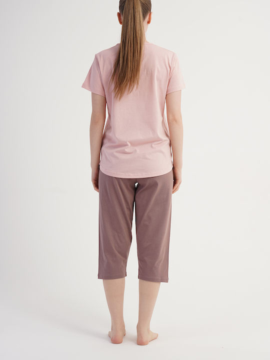 Vienetta Secret Sommerliches Damen-Schlafanzug-Set Rosa Vienetta Secret Sommerliches Damen-Schlafanzug-Set Rosa