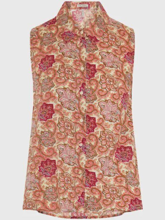 Ärmelloses Damen Denim Hemd Pink Lemonade Blumen