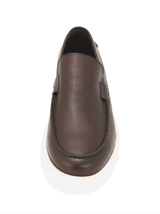 Leather Men's Loafers in Brown Color AM3522.41801.D-1453