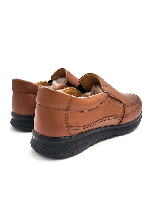 Leather Men's Loafers In Tabac Brown Color