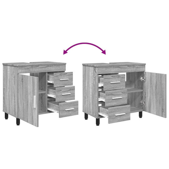 vidaXL Pătrat Fără Unitate De Mobilier Pentru Baie L60xA35xÎ60cm Gri Sonoma
