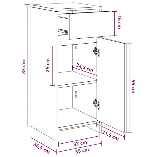 vidaXL Badezimmer Waschtisch-Einheit M35xB36.5xH85cm Eiche