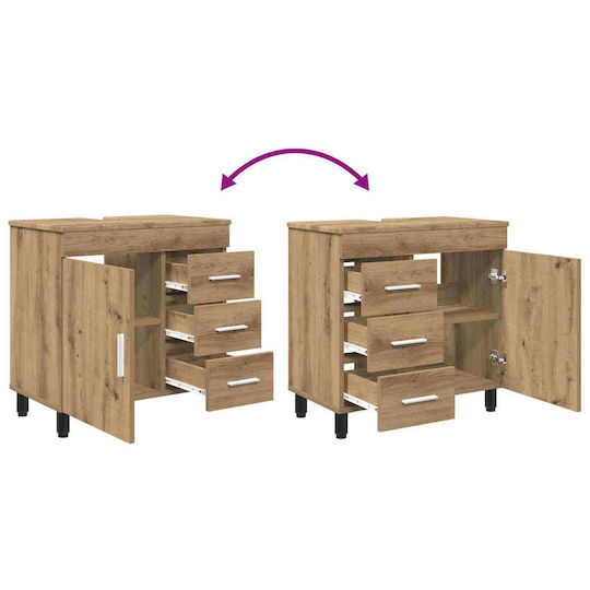 vidaXL Badezimmer Waschtisch-Einheit Ohne Waschbecken M60xB35xH60cm Eiche