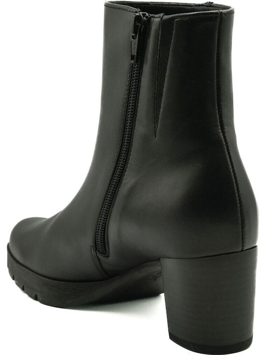 Leather Women's Ankle Boots with Fur Black