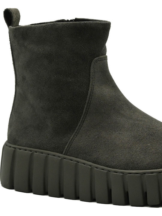 Leather Women's Gray Ankle Boots