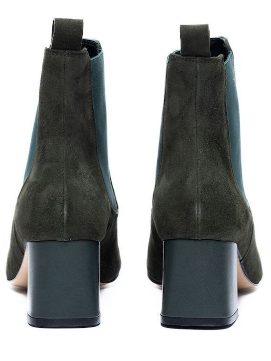 Suede Damen Stiefeletten Grün LU K143 D.Grün