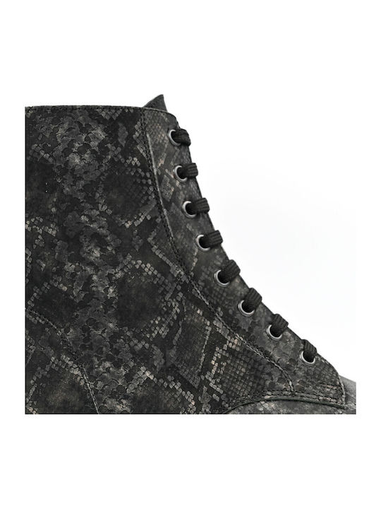 Leder Damen Stiefeletten Schwarz