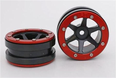 Set Roți Metalice Metsafil Beadlock Slingshot Negru Roșu 1.9 2 Bucăți