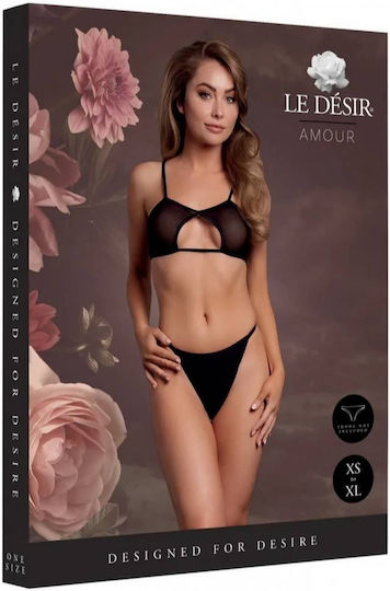 Διάφανο Σουτιέν Άνοιγμα Le Désir Amour Keyhole Mesh Bra Double Back Straps Adjustable Sliders One Size Black