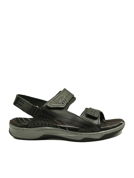 Leather Men's Sandals in Black Color