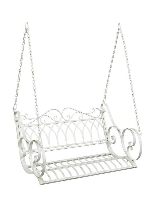 Swing Armchair with Stand and Pillow Metallic White Load Weight up to 200kg L109xW75xH59cm