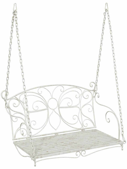 Swing Armchair with Stand and Pillow Metallic White Load Capacity up to 200kg L105.5xW61xH56cm