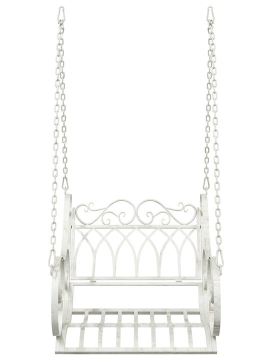 Swing Armchair with Stand and Pillow Metallic White Load Capacity up to 200kg L71xW75xH59cm