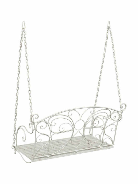 Swing Armchair with Stand and Pillow Metallic White Load Capacity up to 200kg L105.5xW61xH56cm