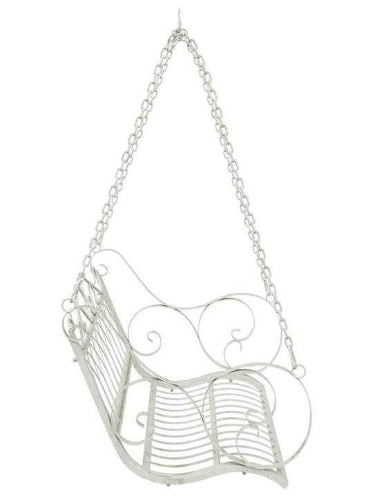 Swing Armchair with Stand and Pillow Metallic White Load Weight up to 200kg L109xW75xH59cm