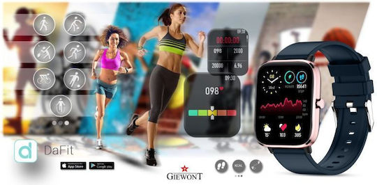 Giewont Smartwatch cu Pulsometru (Roz și Albastru Marin)