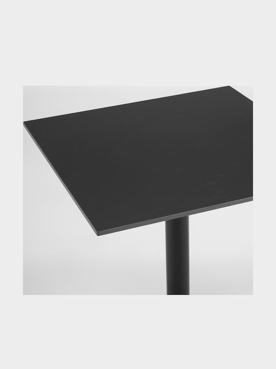 Quadra Square Kitchen Table with Stone Surface Black 60x60x74cm