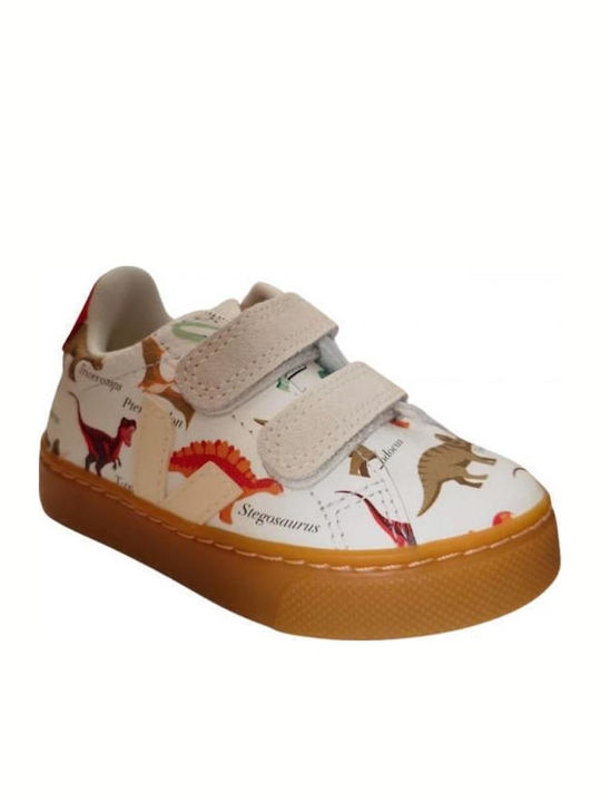 Kids Sneakers with Hoop & Loop Closure Beige