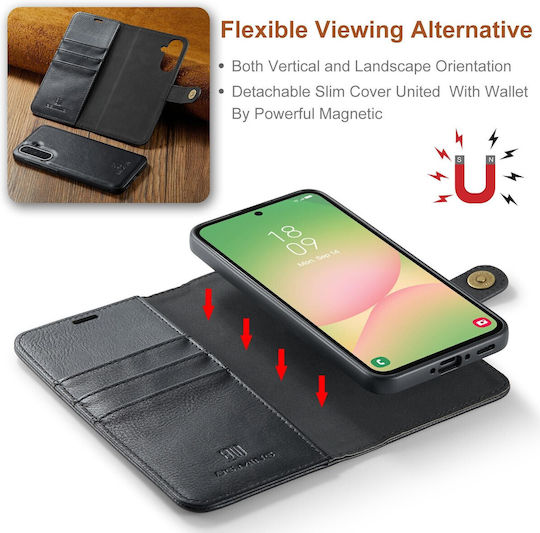 DG.MING Wallet Δερματίνης / Tempered Glass Μαύρο (Galaxy A56)