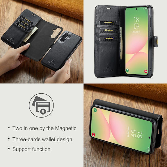 DG.MING Wallet Δερματίνης / Tempered Glass Μαύρο (Galaxy A56)