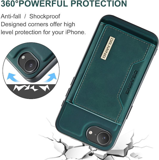 DG.MING Wallet Δερματίνης / Tempered Glass Πράσινο (iPhone 17e / 16e)