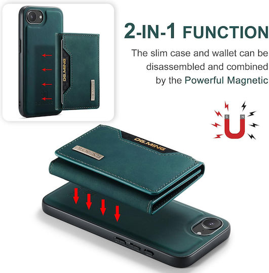 DG.MING Wallet Δερματίνης / Tempered Glass Πράσινο (iPhone 17e / 16e)