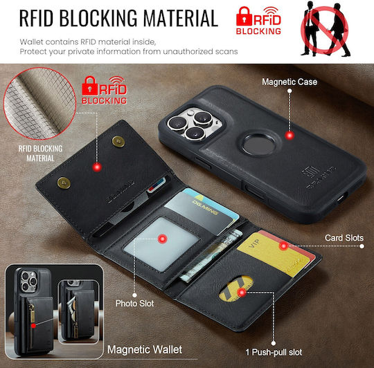 DG.MING Back Cover Δερματίνης / Tempered Glass Μαύρο (iPhone 16 Pro)