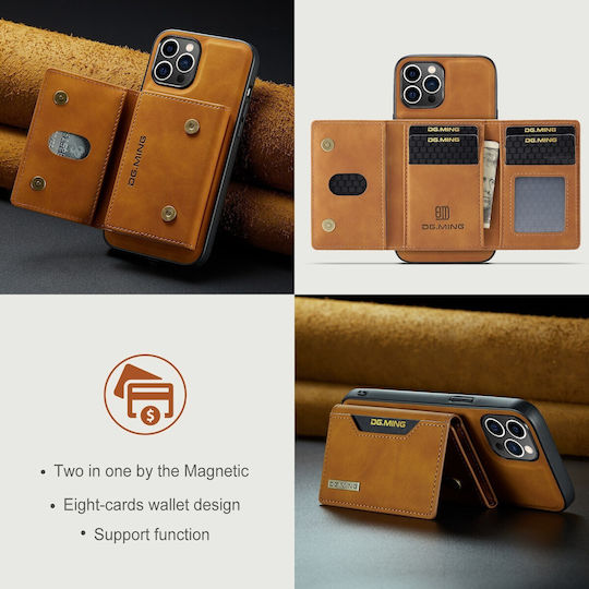 DG.MING Wallet Δερματίνης / Tempered Glass Καφέ (iPhone 15 Pro)
