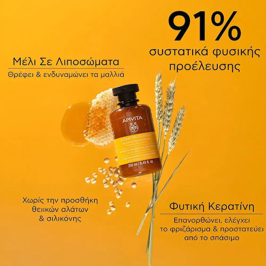 Apivita Nourish & Repair Olive & Honey Σαμπουάν Αναδόμησης/Θρέψης & Λάμψης για Όλους τους Τύπους Μαλλιών 250ml